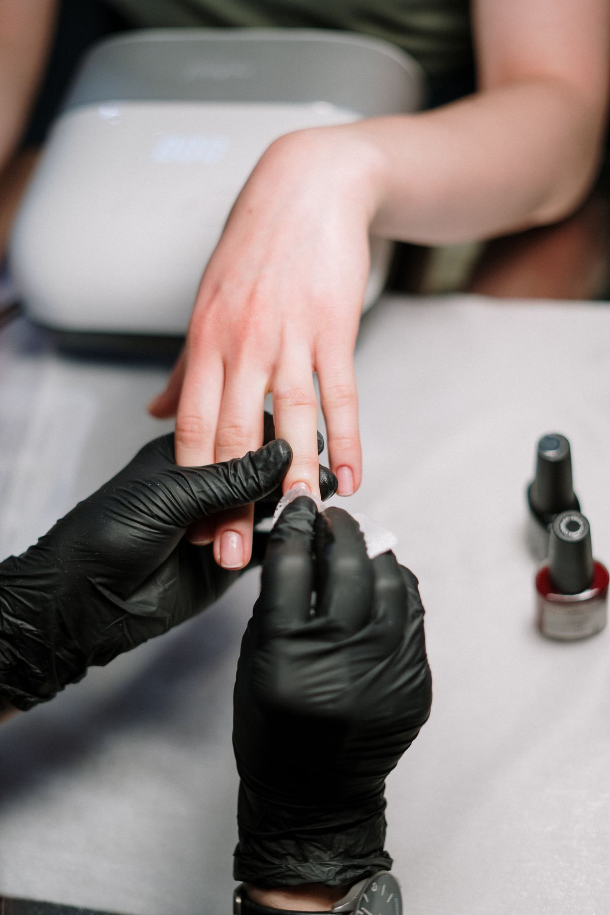 Manicure in progress at Phantastic Nails & Spa